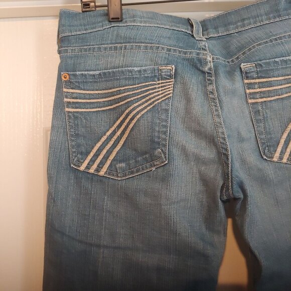 7 For all Mankind Dojo Jorts Womens Shorts Stretch Logo Denim Jean 29 Y2K - Picture 8 of 12